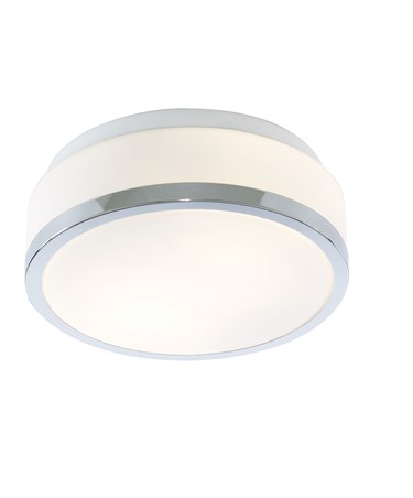 Searchlight Bathroom Ceiling Light - Opal White Glass Shade - Chrome Trim