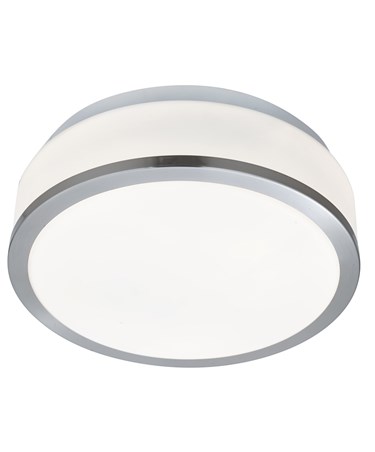 Searchlight Bathroom Ceiling 2 Light - Opal Glass Shade - Satin Silver Trim