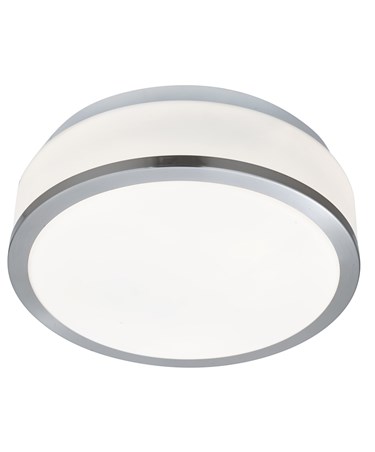 Searchlight Bathroom Ceiling Light - Opal Glass Shade - Satin Silver Trim