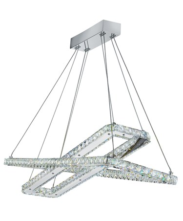 Searchlight Clover Led Dual Rectangle Frame Ceiling Light - Chrome - Adjustable