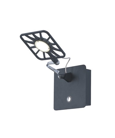 Searchlight Square Led Wall Light - Illuminated On/Off Touch Button - Black