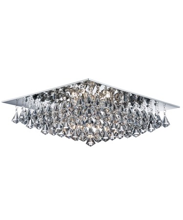 Searchlight Hanna Square 8 Light Ceiling Fitting - Chrome - Crystal Drops