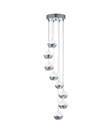 Searchlight Iceball Led 8 Light Pendant - Chrome -Clear Glass/Bubble Shades