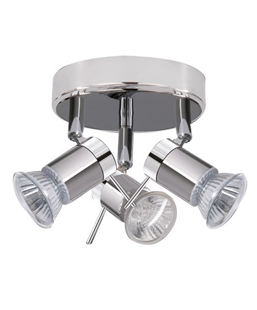 Searchlight Aries IP44  3 Light Spotlight - Chrome & Satin Silver