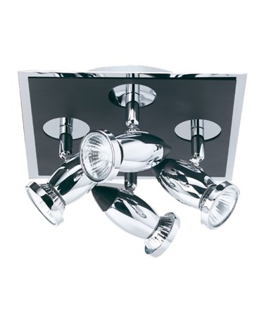 Searchlight Comet Ceiling 4 Spotlight Square - Chrome & Black