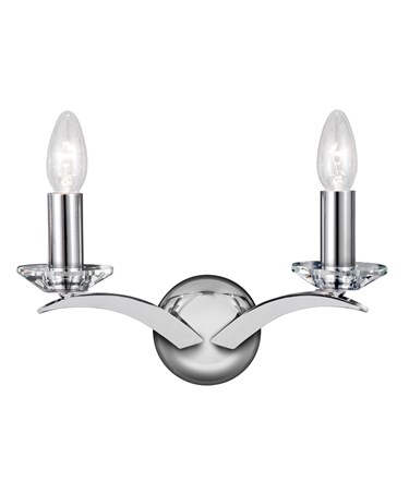 Searchlight Kensington Double Wall Light - Chrome - Cut Glass Sconces