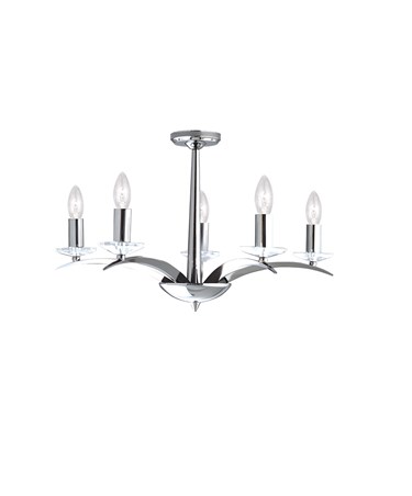 Searchlight Kensington Ceiling 5 Light - Chrome - Cut Glass Sconces