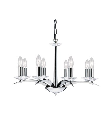 Searchlight Kensington Ceiling 8 Light - Chrome - Cut Glass Sconces