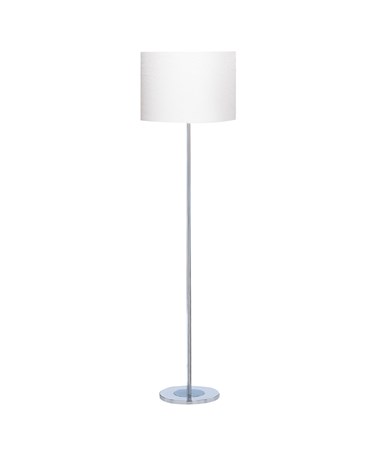Searchlight Floor Lamp - Chrome - Round Base - Ivory Drum Shade