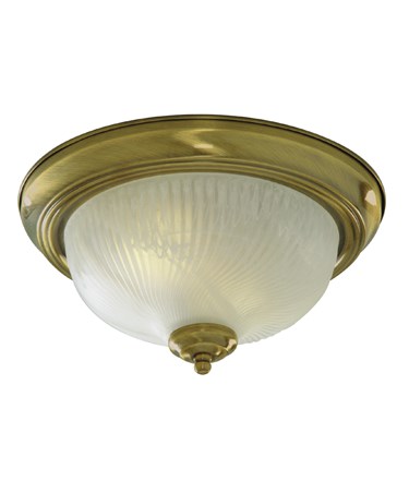 Searchlight Flush Ceiling Light - Antique Brass - Opal Glass - 29Cm