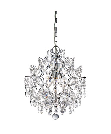 Searchlight Harrietta 3 Light Pendant - Chrome - Hexagonal Crystal Drops