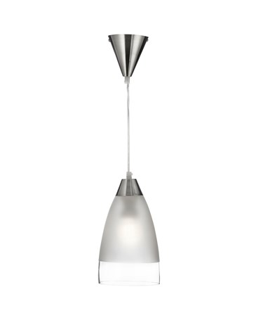 Searchlight Ceiling Pendant Light - Clear/Sanded Glass Band - Satin Silver