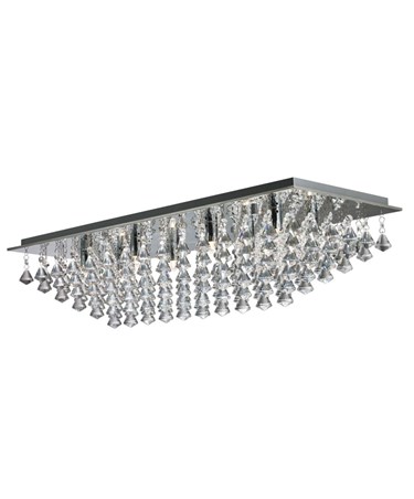 Searchlight Hanna Square 8 Light Ceiling Fitting - Chrome - Crystal Drops