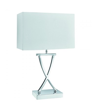Searchlight Cross Table Lamp - X Shape Base - Chrome - White Rectangle Shade