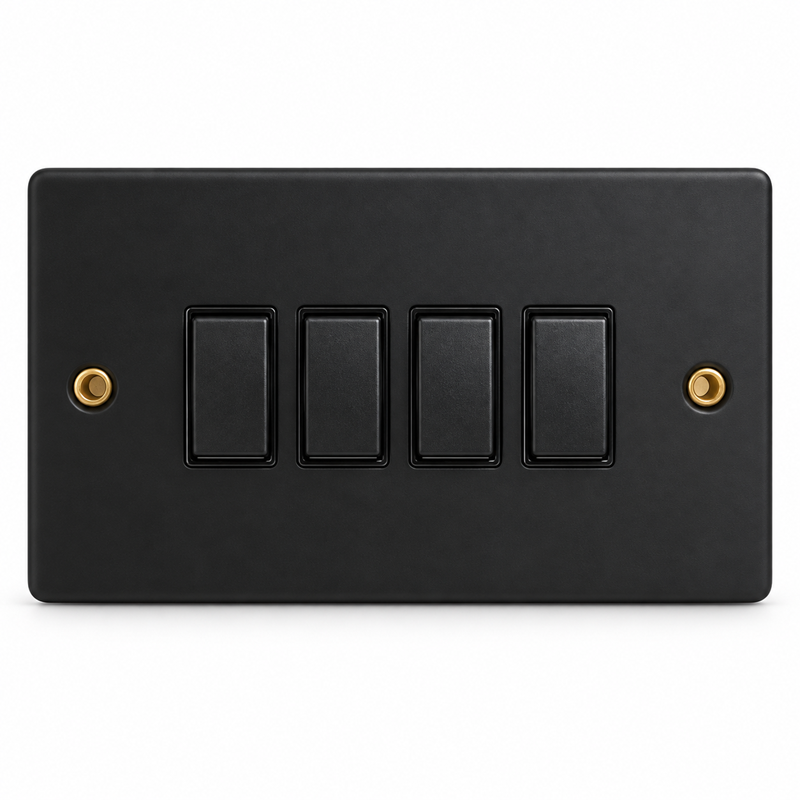 Round Edge Matt Black 4G 2W Switch Round Edge Matt Black 4G 2W Switch