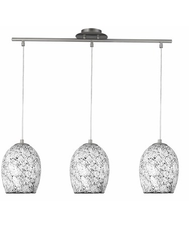 Searchlight Crackle - 3 Light Bar - Mosaic Glass Pendants - Satin Silver Trim Searchlight Crackle - 3 Light Bar - Mosaic Glass Pendants - Satin Silver Trim