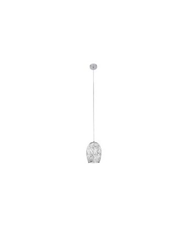 Searchlight Crackle Dome Pendant - White Mosaic Glass - Satin Silver Suspension