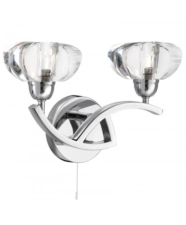Searchlight Sculptured Ice Curve Wall Light - Chrome - Clear Glass - Pull Cord Searchlight Sculptured Ice Curve Wall Light - Chrome - Clear Glass - Pull Cord