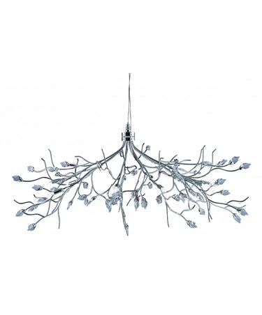Searchlight Willow Maple Leaf Ceiling 10 Light - Chrome - Crystal Leaves
