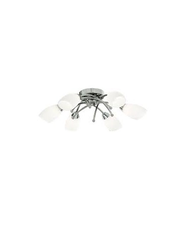 Searchlight Opera 6 Light Ceiling Flush Fitting - Chrome - Opal Glass