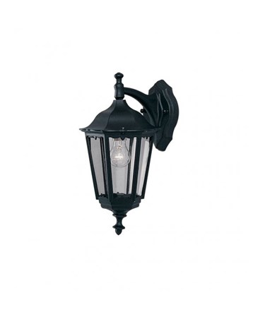 Searchlight Bel Aire Traditional Outdoor Wall Downlight - Black - Clear Glass