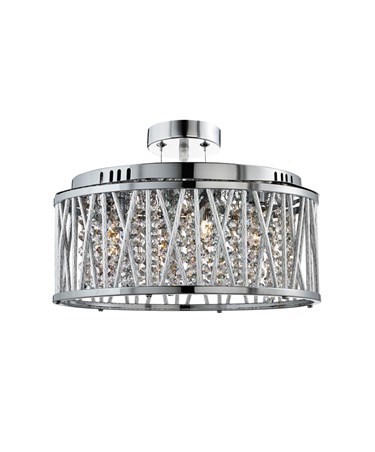 Searchlight Elise Ceiling Pendant 5 Light - Chrome - Clear Crystal Drops