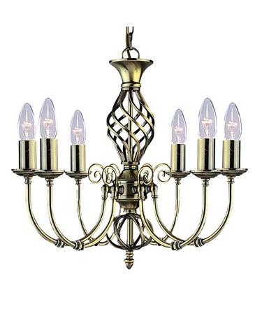 Searchlight Zanzibar Ceiling 6 Light - Antique Brass