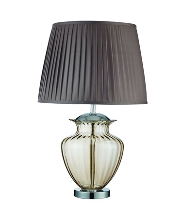 Searchlight Table Lamp Large Glass Urn - Amber Glass - Chrome - Brown Shade