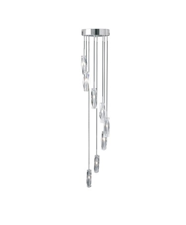 Searchlight Sculptured 8 Ice Chrome Dingle Dangle Ceiling Pendant-Crystal Glass