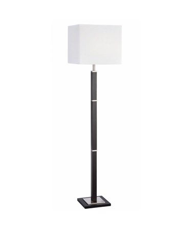 Searchlight Waverley Modern Rectangular Floor Lamp - Brown Wood & White Shade