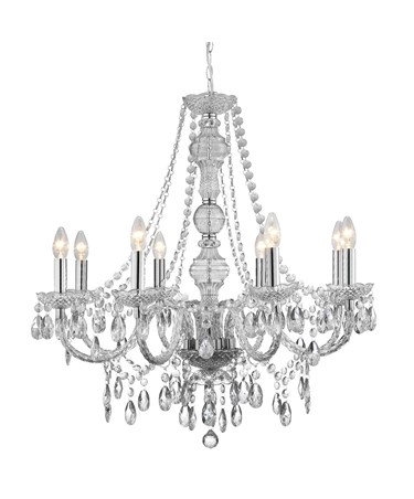 Searchlight Marie Therese 8 Light Chandelier - Chrome - Crsytal Searchlight Marie Therese 8 Light Chandelier - Chrome - Crsytal