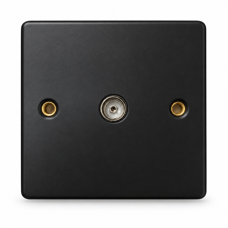 Round Edge Matt Black 1G TV Socket Round Edge Matt Black 1G TV Socket