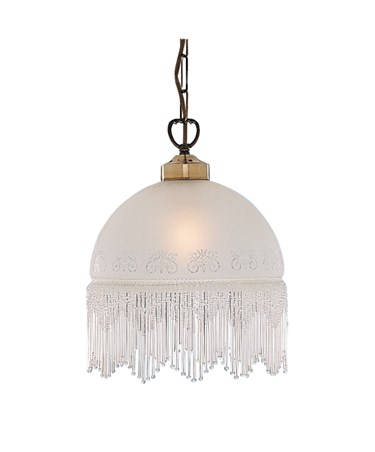 Searchlight Victoriana Antique Brass Pendant Light - Beaded Glass Shade