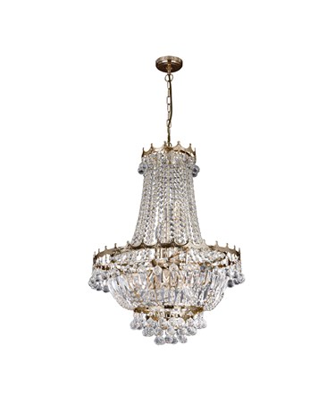 Searchlight Versailles 9 Light Clear Crystal Chandelier - Gold - 52Cm Dia
