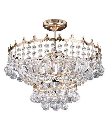 Searchlight Versailles Semi-Flush 5 Light - Gold - Crystal Trim
