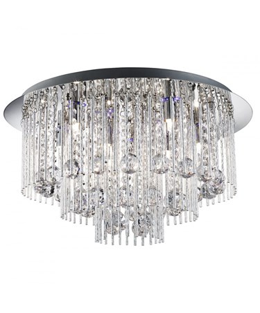 Searchlight Beatrix Blue Led Flush Ceiling Light - Chrome - Crystal Drops