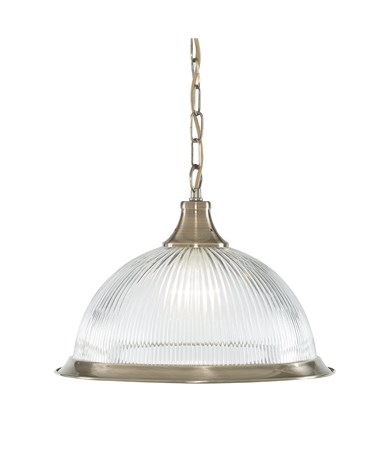 Searchlight American Diner Pendant Light - Antique Brass - Clear Glass