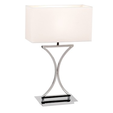 Endon Epalle Table Lamp - Chrome Plate - White Cotton Shade Endon Epalle Table Lamp - Chrome Plate - White Cotton Shade