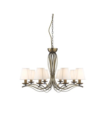 Searchlight Andretti  8  Light Pendant - Antique Brass - Cream String Shades