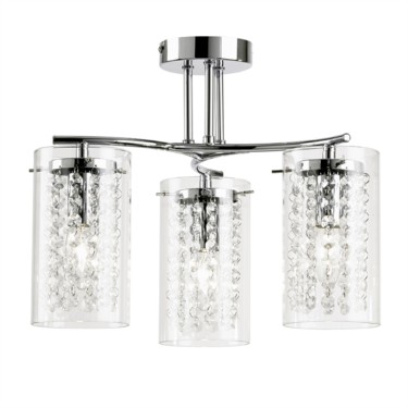 Endon Alda Mirrored Chrome Ceiling Fitting with Beaded Glass Shades - 3 Light Endon Alda Mirrored Chrome Ceiling Fitting with Beaded Glass Shades - 3 Light