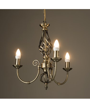 Kingswood Barley Twist Traditional Semi Flush Pendant - 3 Light
