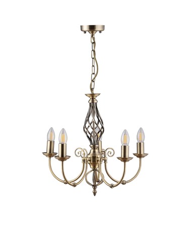 Kingswood Barley Twist Traditional Semi Flush Pendant - 5 Light Kingswood Barley Twist Traditional Semi Flush Pendant - 5 Light