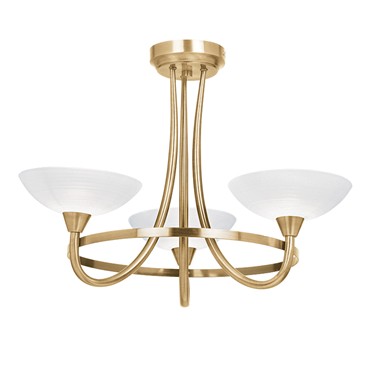 Endon Cagney Semi Flush Ceiling Light - Antique Brass - 3 Light