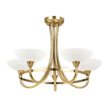 Endon Cagney Semi Flush Ceiling Light - Antique Brass - 5 Light