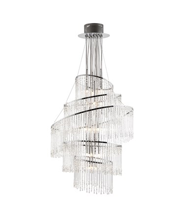 Endon Camille Chrome Chandelier with Glass Drops - 24 Light