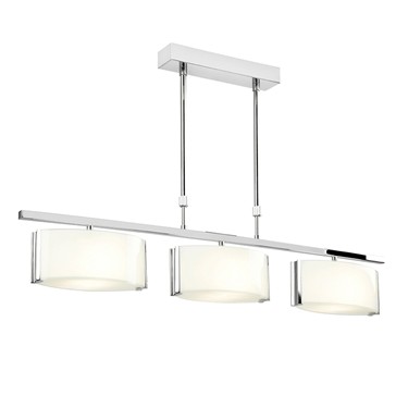 Endon Clef Semi Flush Bar Light - Chrome With Frosted Oval Glass - 3 Light