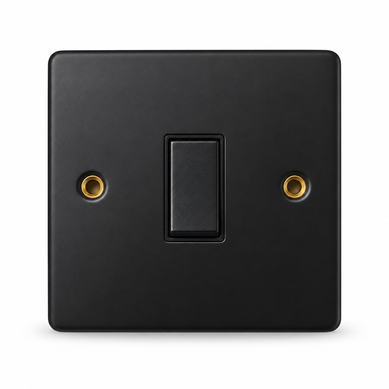 Round Edge Matt Black 10AX 1G 2W Switch Round Edge Matt Black 10AX 1G 2W Switch
