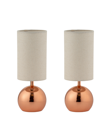 Pair of Modern Copper Brushed Metal Ball Small Touch Control Table Lamps