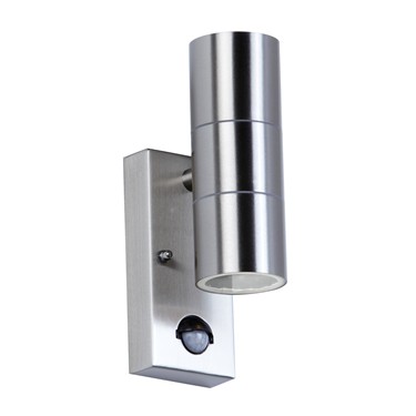 Endon Canon PIR Up & Down Outdoor Wall Light - Polished Stainless Steel - IP44