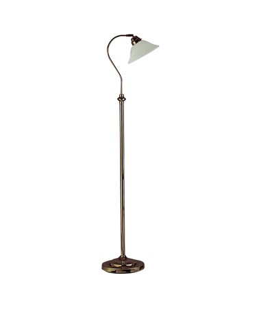 Searchlight Adjustable Floor Lamp - Marble Glass Head - Antique Brass